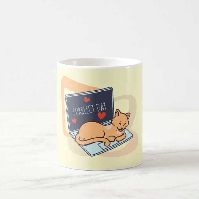 Caneca De Café Gato de computador adormecido bonito (Centro)