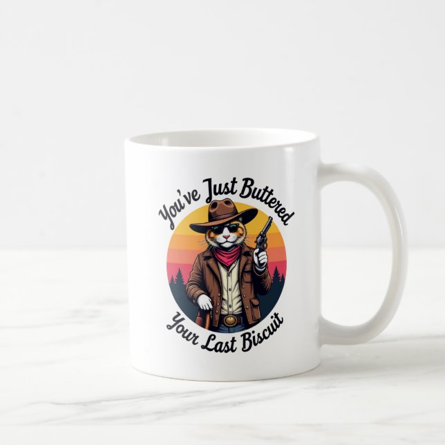 Caneca De Café Gato de Cowboy engraçado | Você acabou de ferrar (Direita)