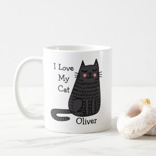 Caneca De Café Gato de Desenho Animado em Estilo de Arte Doodle N
