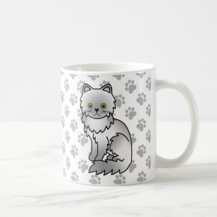 Caneca De Café Gato de desenho animado fofo persa cinza Chinchila