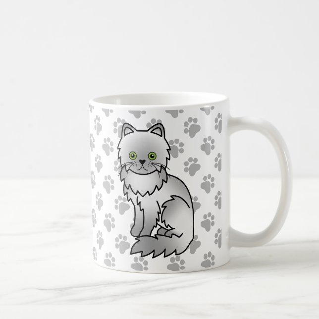 Caneca De Café Gato de desenho animado fofo persa cinza Chinchila (Direita)