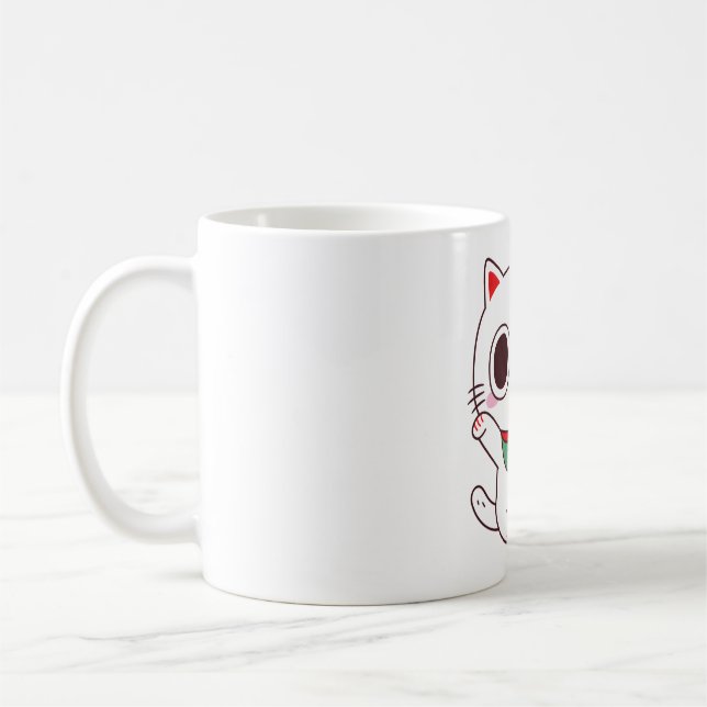 Caneca De Café Gato De Dinheiro Da Fortuna Da Fortuna Cute Maneki (Esquerda)