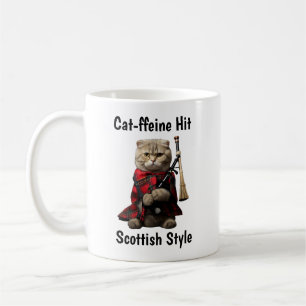 Caneca De Café Gato de dobra escocesa com Bagpipe