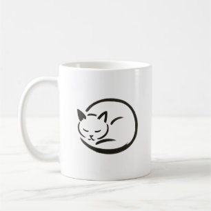 Caneca De Café Gato de dormir minimalista - Pincel de tinta na ca