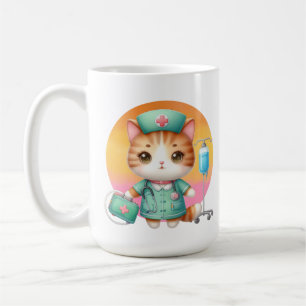 Caneca De Café Gato de Enfermeiro Bonito adiciona monograma