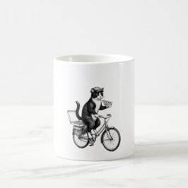 Caneca De Café Gato de Entrega de Pizza Retro