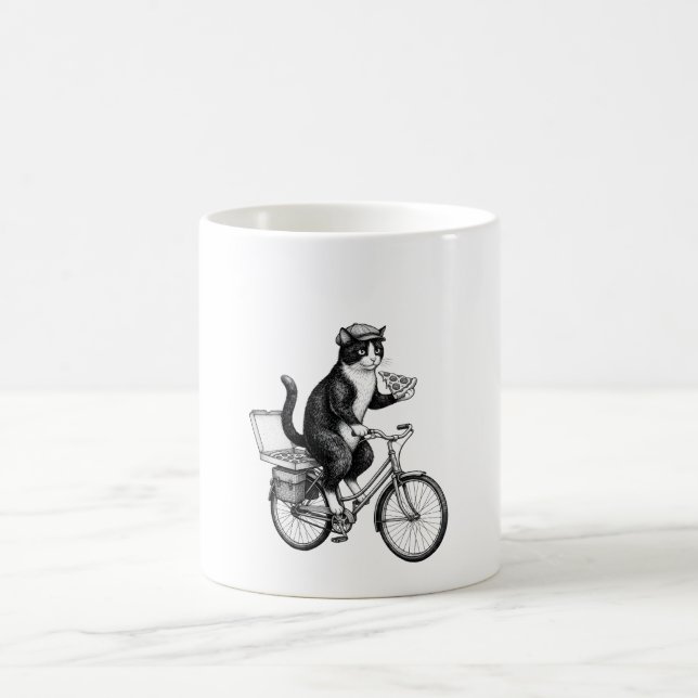 Caneca De Café Gato de Entrega de Pizza Retro (Centro)