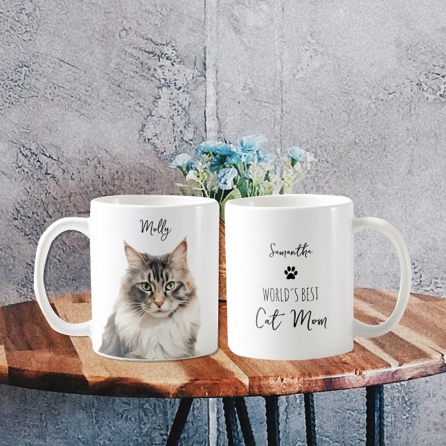 Caneca De Café Gato de Floresta Norueguesa, Fácil, Personalizado  (Criador carregado)