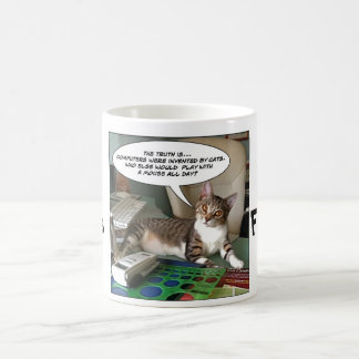 Caneca De Café Gato de Funnies peludo "com um rato? "
