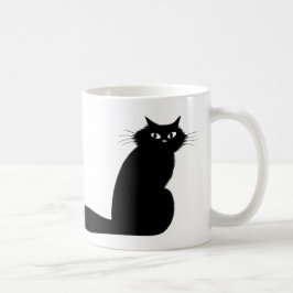 Caneca De Café Gato de Gatinho Preto com Olho Lado Longo Fluffy