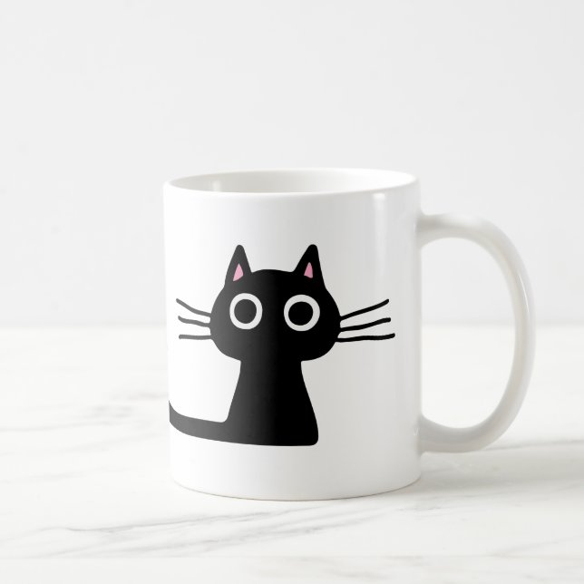 Caneca De Café Gato de Gatinho Preto | Rolo de gato (Direita)