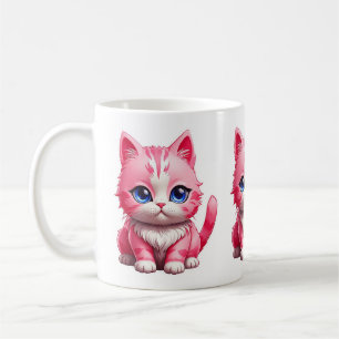 Caneca De Café Gato de Gatinho Rosa Gelado
