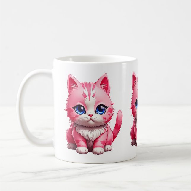 Caneca De Café Gato de Gatinho Rosa Gelado (Esquerda)