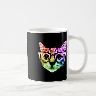 Caneca De Café Gato De Gato Arco-Íris Com Gles
