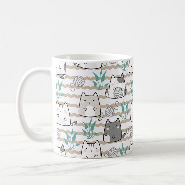 Caneca De Café Gato de Gato Bonito - Gatinhos Reproduzíveis com F (Esquerda)