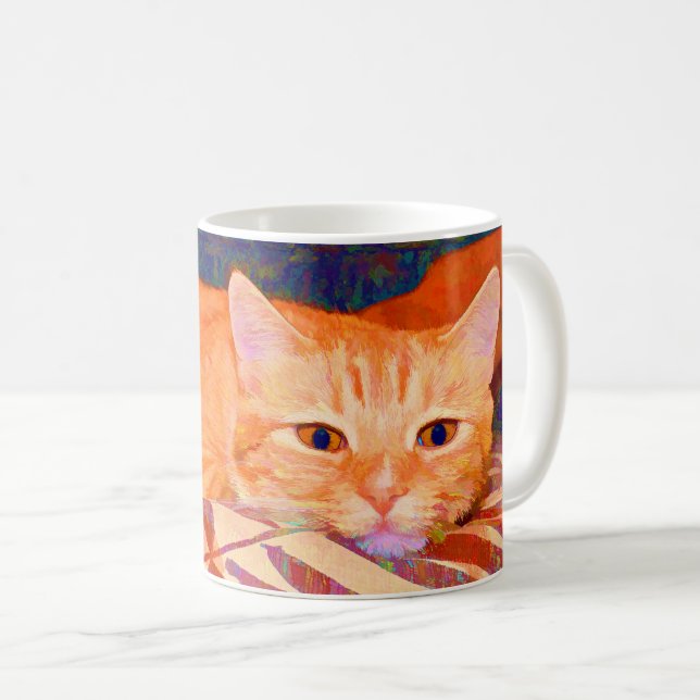 Caneca De Café Gato de gato malhado alaranjado brilhante bonito (Frente Esquerda)
