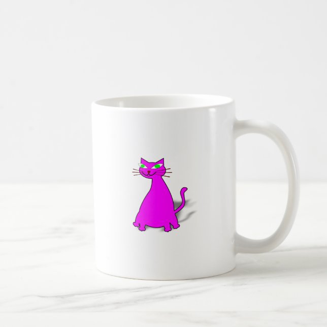 Caneca De Café Gato De Gordura Rosa (Direita)