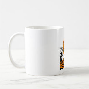 Caneca De Café Gato de Halloween Bruxa Abóbora Vintage Assustador