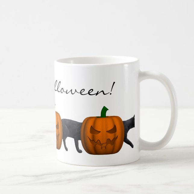 Caneca De Café Gato de Halloween Muito Longo (Direita)