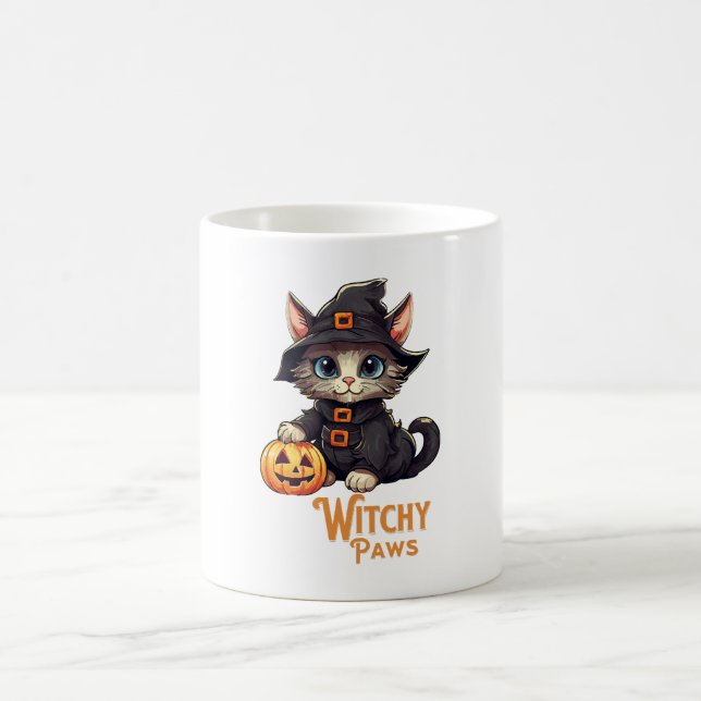 Caneca De Café Gato de Halloween Patas Bruxa (Centro)
