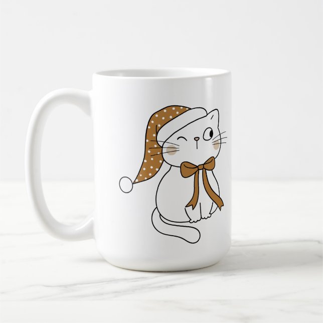 Caneca De Café Gato de Inverno Piscando (Esquerda)