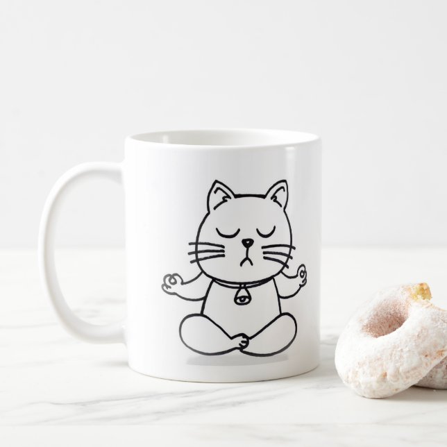 Caneca De Café Gato de ioga (Com Donut)
