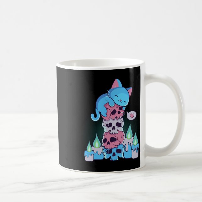 Caneca De Café Gato De Kawaii, Estético Transgênero, Em Crânios S (Direita)