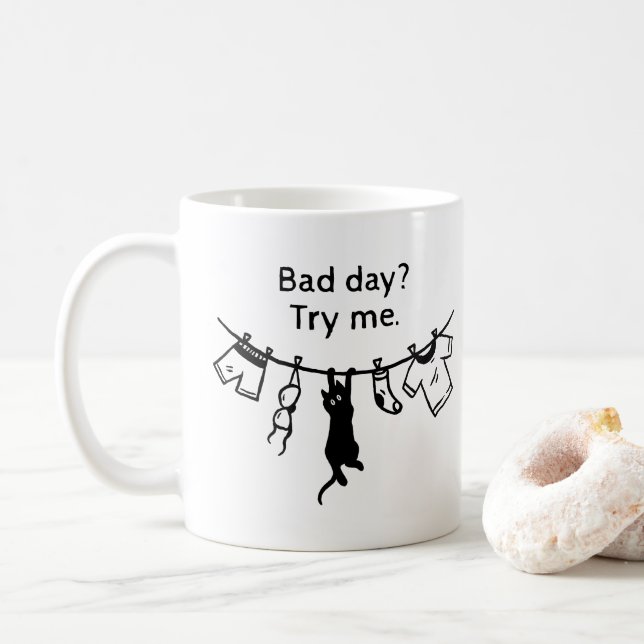 Caneca De Café Gato de Mau Dia (Com Donut)