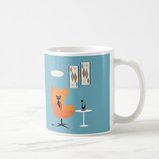 Caneca De Café Gato de meio século na Turquesa Room (Direita)