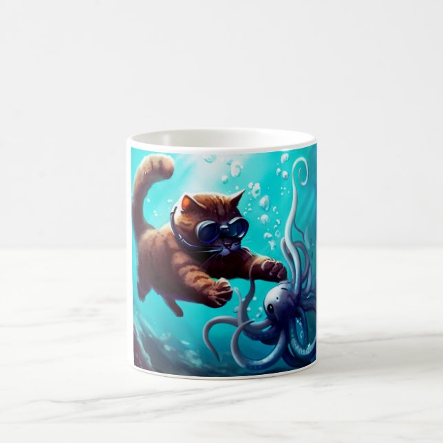 Caneca De Café Gato de mergulho (Centro)