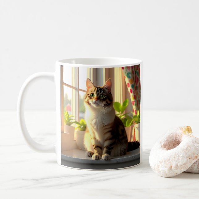 Caneca De Café Gato de Miau (Com Donut)