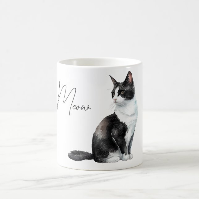 Caneca De Café Gato de Mosto Negro e Branco (Centro)