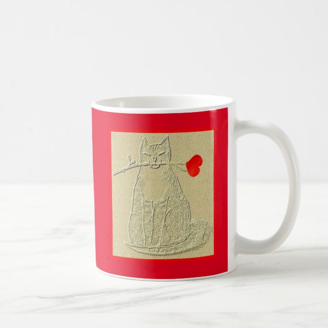 CANECA DE CAFÉ GATO DE NAMORADOS VERMELHO (Direita)