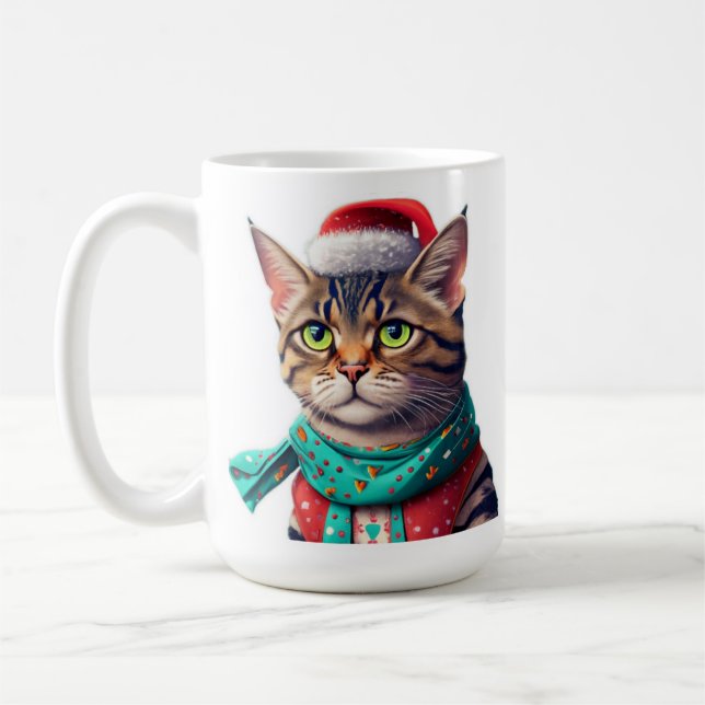 Caneca De Café Gato de Natal bonito (Esquerda)