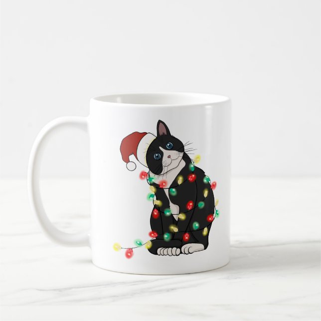 Caneca De Café Gato de Natal Engraçado (Esquerda)