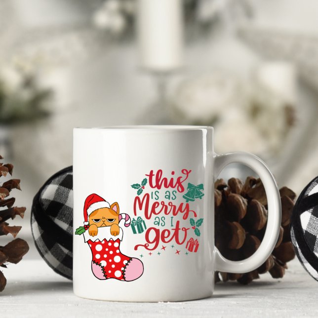 Caneca De Café Gato de Natal Engraçado Personalizado (Criador carregado)