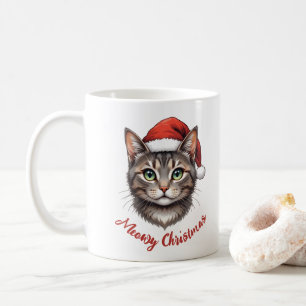 Caneca De Café Gato de Natal Fofo Personalizado com Chapéu de Pap