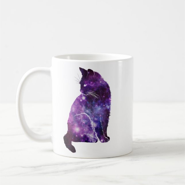 Caneca De Café Gato de Nebulosa do Espaço Puro (Esquerda)