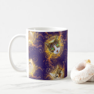 Caneca De Café Gato de Ornamentado de Gatinho Bonito com Damasco