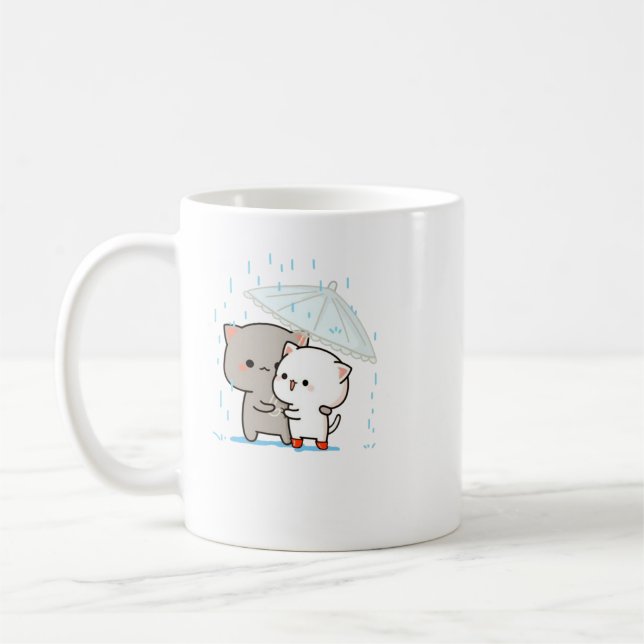Caneca De Café Gato de Pêssego de Mochi Cugado (Esquerda)