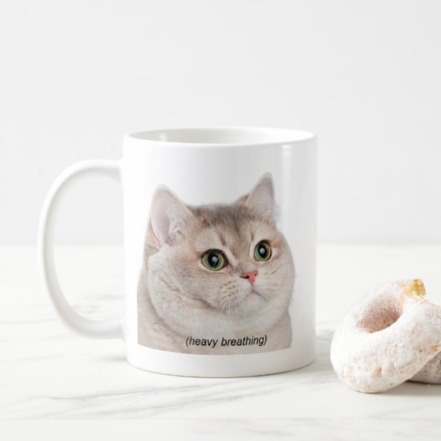 Caneca De Café Gato De Respiração Pesada Mata De Gato Duplo Lado (Com Donut)