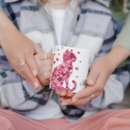 Caneca De Café Gato de Rosas