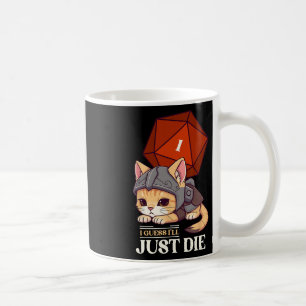 Caneca De Café Gato de RPG Acho que vou Morrer Gato D20 Falha Uni