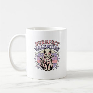 Caneca De Café Gato de São Valentim Perfeito Amor Vintage Vect