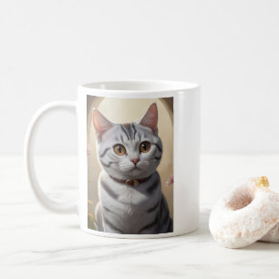 Caneca De Café Gato de Shorthair Americano Bonito com Olhos Grand