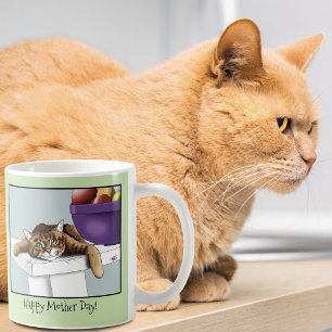 Caneca De Café Gato de Tabuleiro Laranja do Dia da Mãe