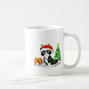 Caneca De Café Gato de Tuxedo Fofo Papai Noel Árvore de Natal Luz