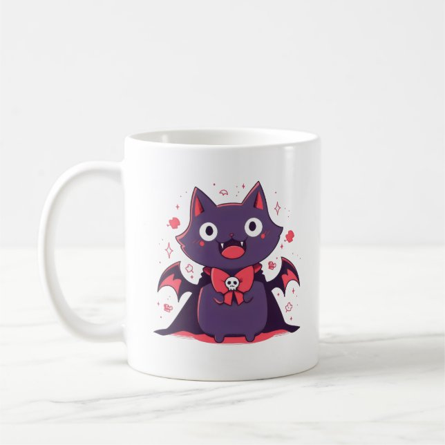 Caneca De Café Gato de Vampiro Bonito (Esquerda)