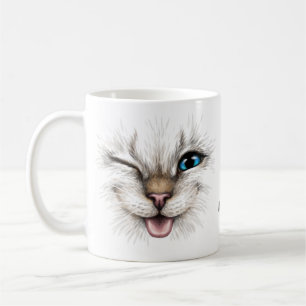 Caneca De Café Gato de Winking de Nome Personalizado