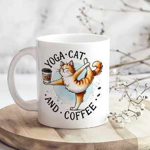 Caneca De Café Gato de Yoga e Café Engraçado Gato Lover